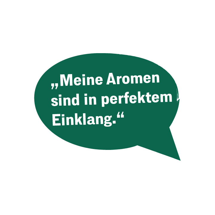 Sprechblase Meine Aromen sind in perfektem Einklang Crema Aromatico ganze Bohne 1000g