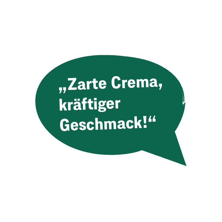 Sprechblase Zarte Crema, kräftiger Geschmack Espresso Intensivo gemahlen
