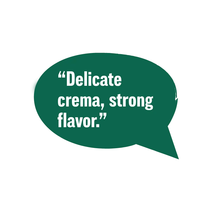 Sprechblase Zarte Crema, kräftiger Geschmack Espresso Intensivo gemahlen